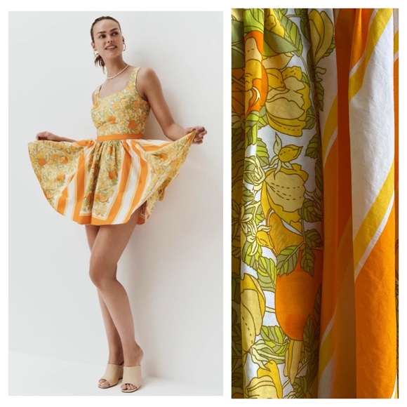 J. Crew Dresses & Skirts - J. Crew Orange Yellow Green Limone Scarf Print Stefania Dress